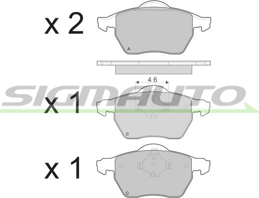 SIGMAUTO SPB213 - Комплект спирачно феродо, дискови спирачки vvparts.bg