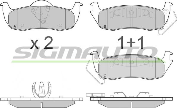 SIGMAUTO SPB239 - Комплект спирачно феродо, дискови спирачки vvparts.bg