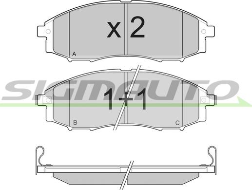 SIGMAUTO SPB230 - Комплект спирачно феродо, дискови спирачки vvparts.bg