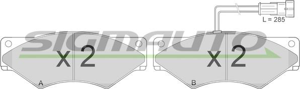 SIGMAUTO SPT303 - Комплект спирачно феродо, дискови спирачки vvparts.bg