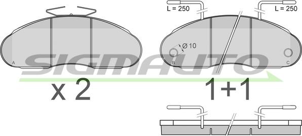 SIGMAUTO SPT307 - Комплект спирачно феродо, дискови спирачки vvparts.bg