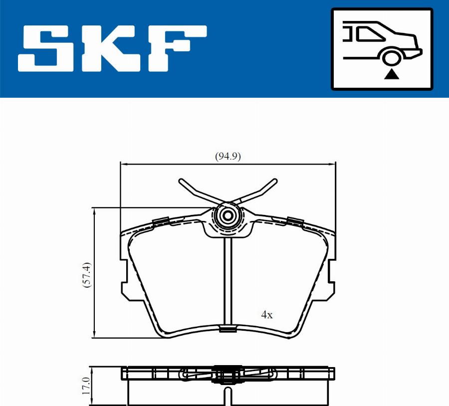 SKF VKBP 90983 - Комплект спирачно феродо, дискови спирачки vvparts.bg