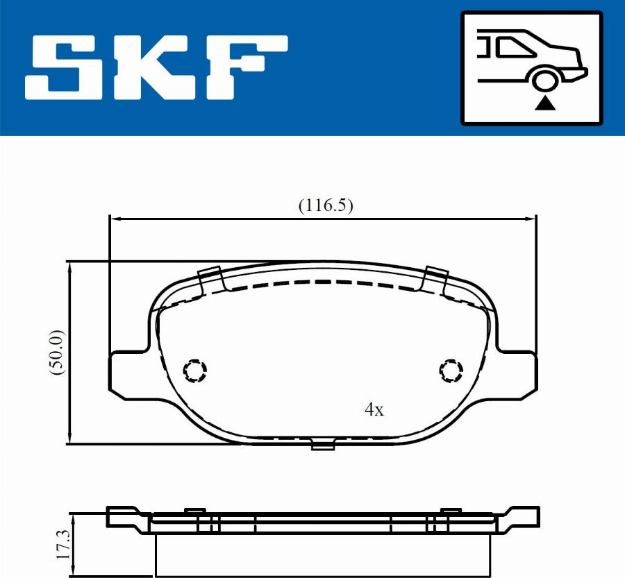 SKF VKBP 90972 - Комплект спирачно феродо, дискови спирачки vvparts.bg