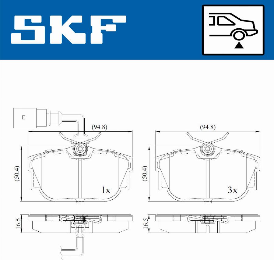 SKF VKBP 90493 E - Комплект спирачно феродо, дискови спирачки vvparts.bg