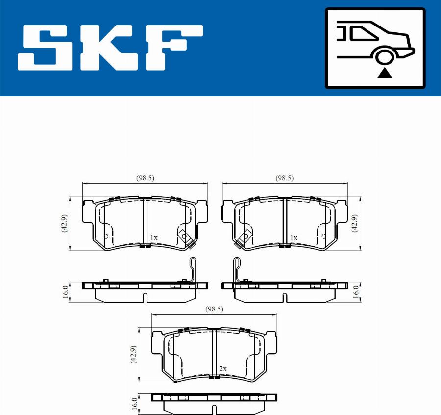 SKF VKBP 90576 A - Комплект спирачно феродо, дискови спирачки vvparts.bg