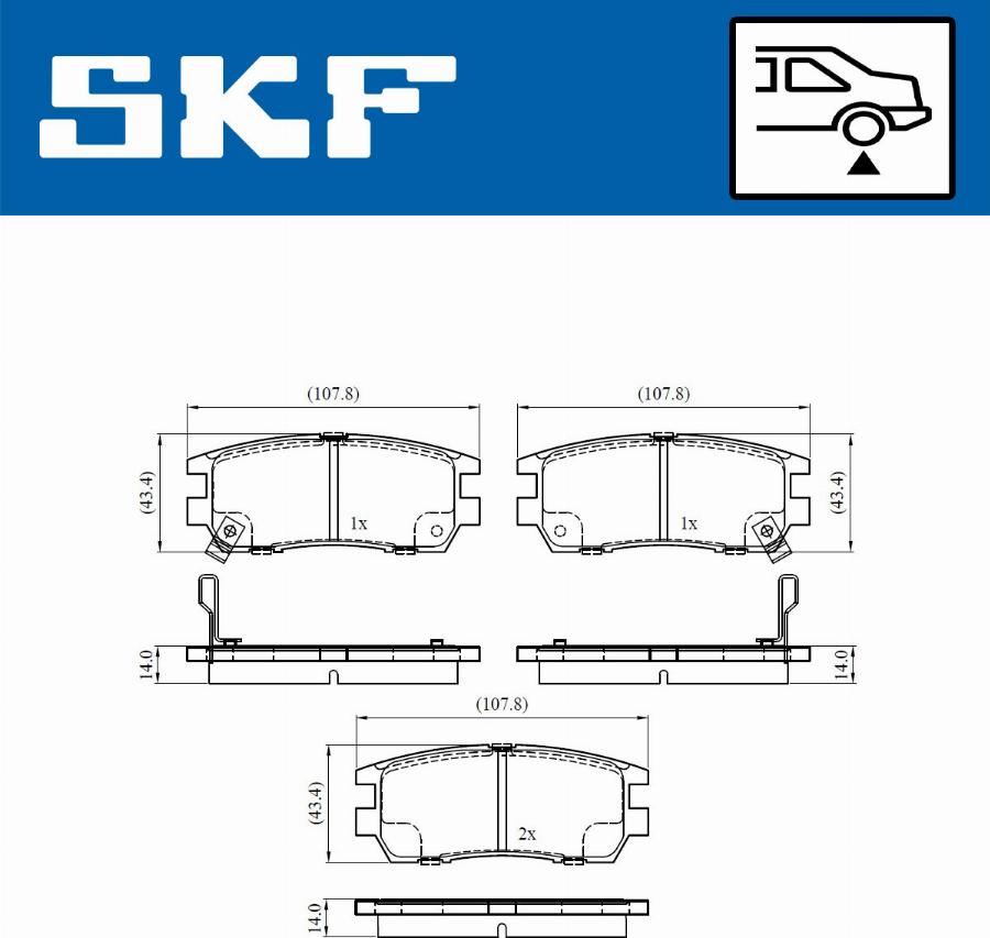 SKF VKBP 90571 A - Комплект спирачно феродо, дискови спирачки vvparts.bg