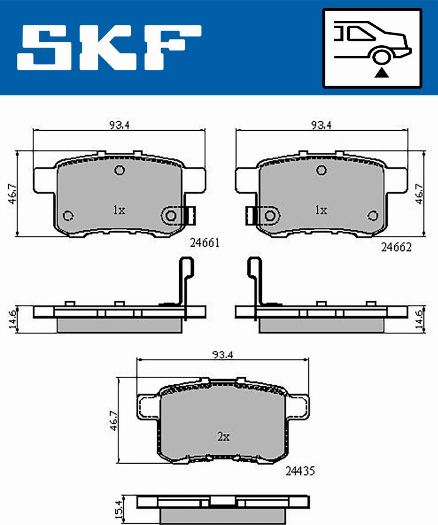 SKF VKBP 90613 A - Комплект спирачно феродо, дискови спирачки vvparts.bg