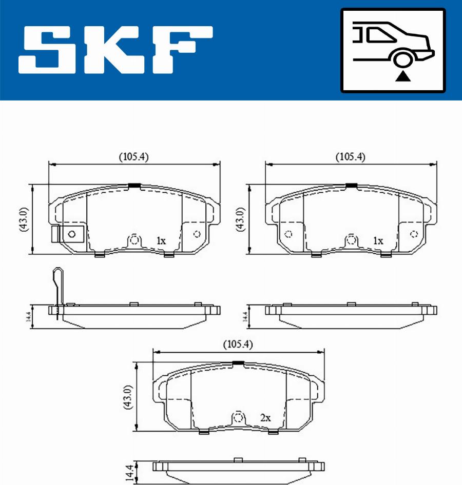 SKF VKBP 90620 A - Комплект спирачно феродо, дискови спирачки vvparts.bg