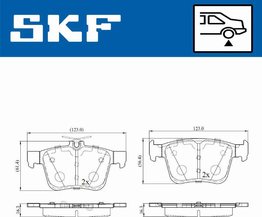 SKF VKBP 90152 - Комплект спирачно феродо, дискови спирачки vvparts.bg