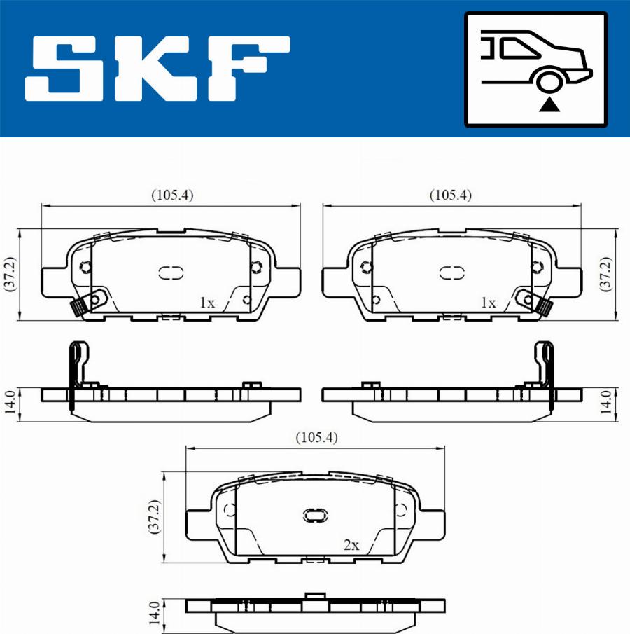 SKF VKBP 90107 A - Комплект спирачно феродо, дискови спирачки vvparts.bg