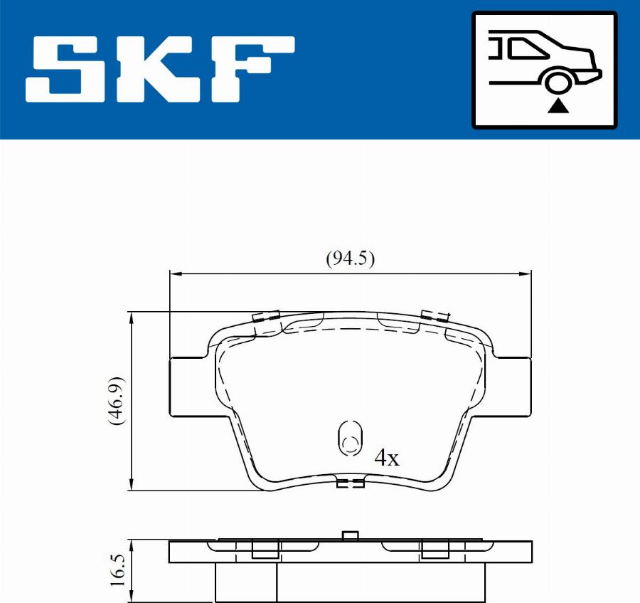 SKF VKBP 90172 - Комплект спирачно феродо, дискови спирачки vvparts.bg