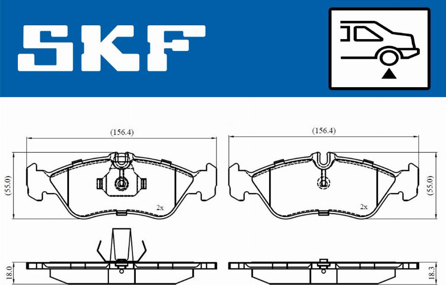 SKF VKBP 90362 - Комплект спирачно феродо, дискови спирачки vvparts.bg