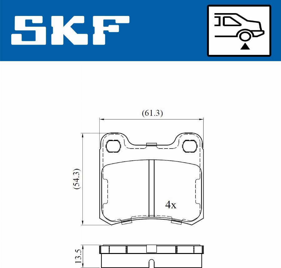SKF VKBP 90302 - Комплект спирачно феродо, дискови спирачки vvparts.bg