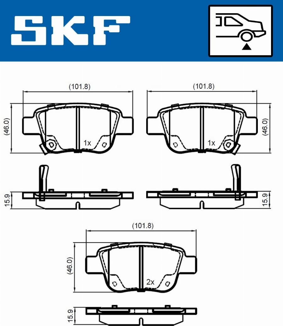 SKF VKBP 90384 A - Комплект спирачно феродо, дискови спирачки vvparts.bg