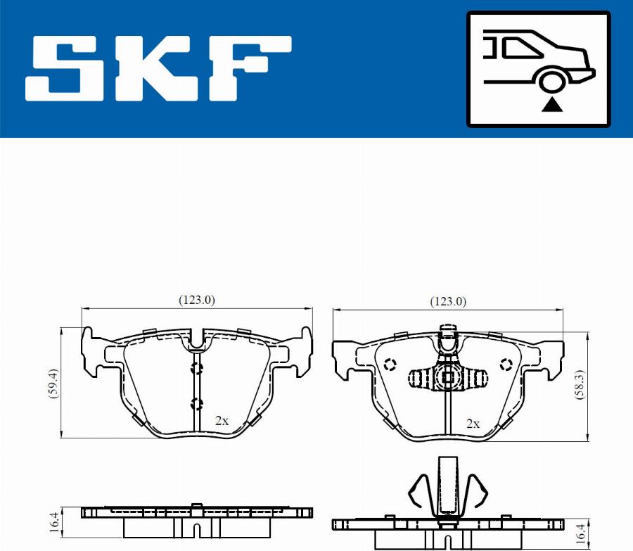 SKF VKBP 90372 - Комплект спирачно феродо, дискови спирачки vvparts.bg