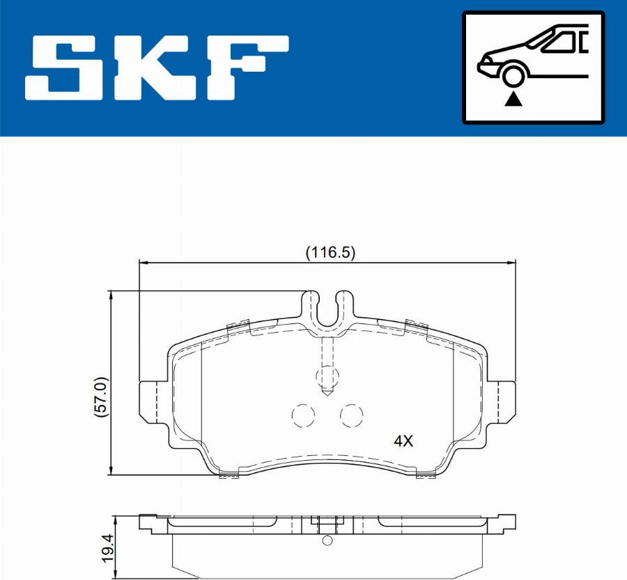 SKF VKBP 80955 - Комплект спирачно феродо, дискови спирачки vvparts.bg