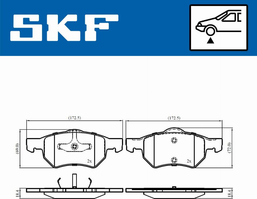 SKF VKBP 80915 - Комплект спирачно феродо, дискови спирачки vvparts.bg