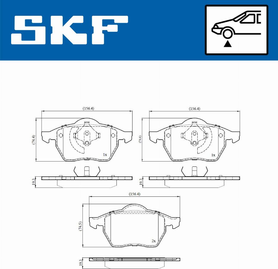 SKF VKBP 80936 - Комплект спирачно феродо, дискови спирачки vvparts.bg