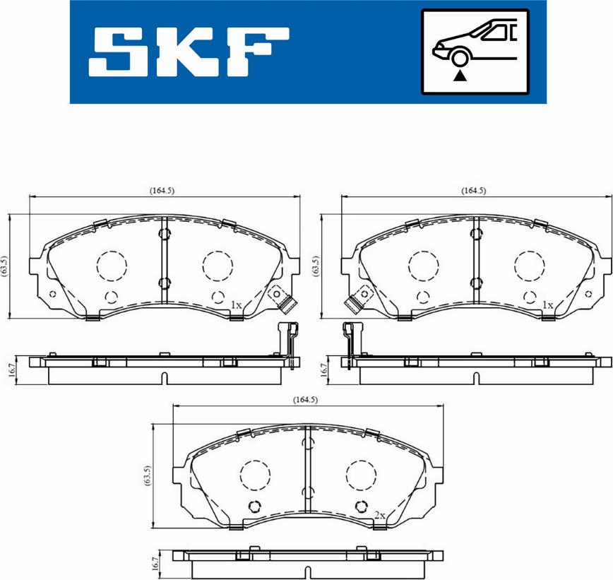 SKF VKBP 80454 A - Комплект спирачно феродо, дискови спирачки vvparts.bg