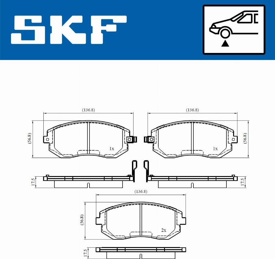 SKF VKBP 80456 A - Комплект спирачно феродо, дискови спирачки vvparts.bg