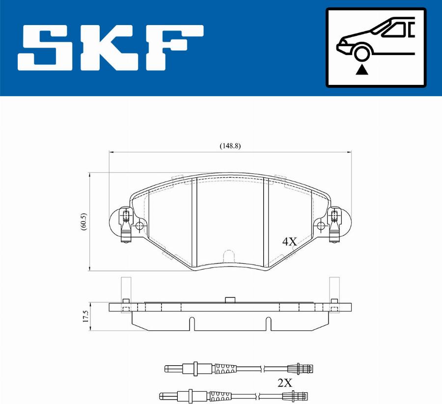 SKF VKBP 80463 E - Комплект спирачно феродо, дискови спирачки vvparts.bg