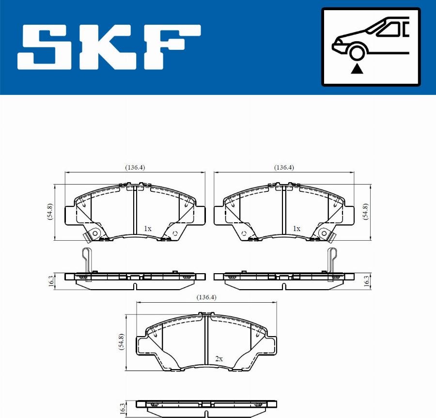 SKF VKBP 80403 A - Комплект спирачно феродо, дискови спирачки vvparts.bg