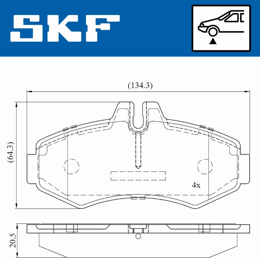 SKF VKBP 80412 - Комплект спирачно феродо, дискови спирачки vvparts.bg