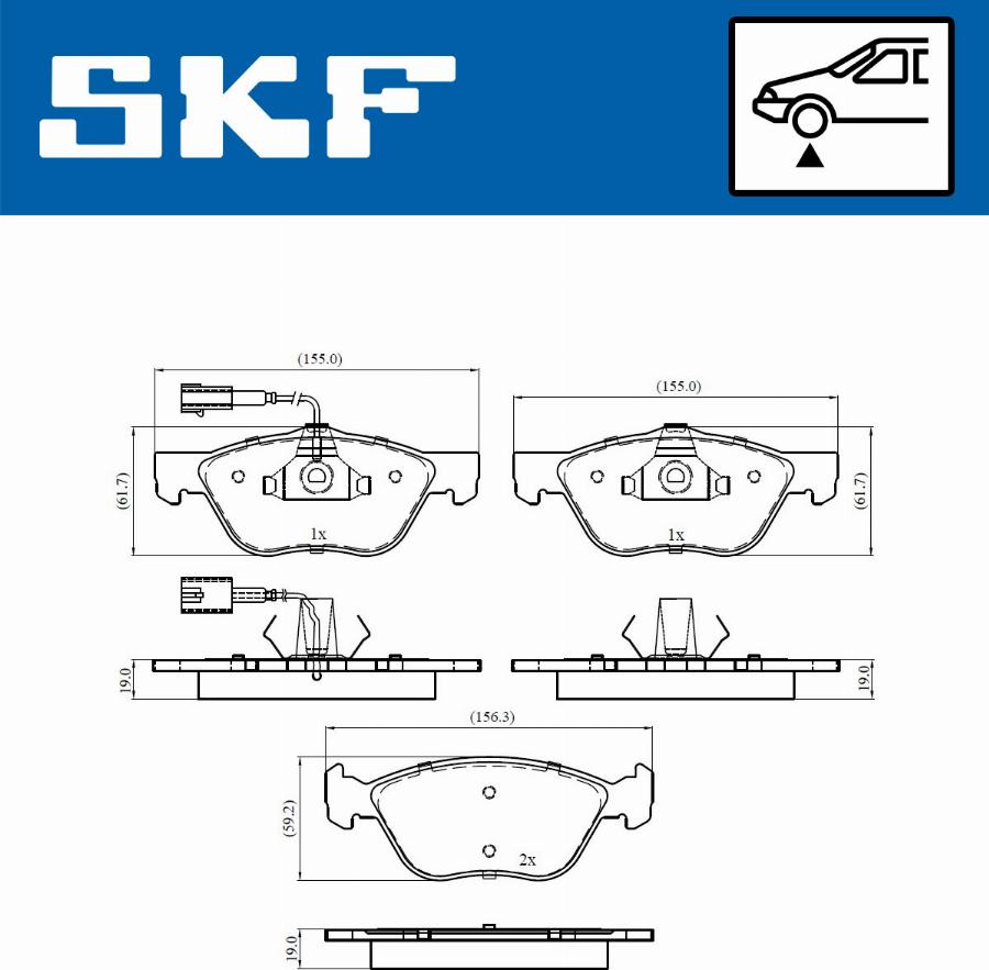 SKF VKBP 80438 E - Комплект спирачно феродо, дискови спирачки vvparts.bg