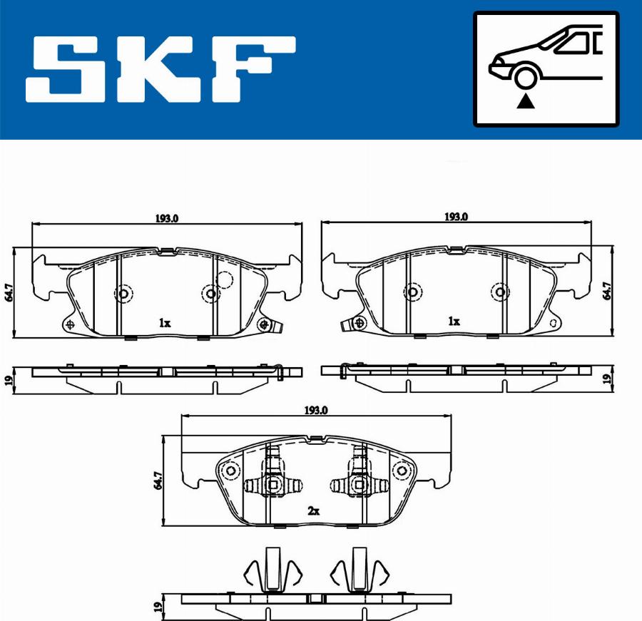 SKF VKBP 80433 A - Комплект спирачно феродо, дискови спирачки vvparts.bg