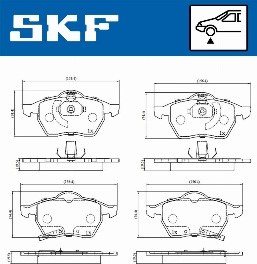SKF VKBP 80424 A - Комплект спирачно феродо, дискови спирачки vvparts.bg