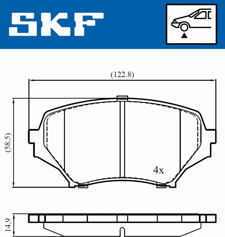 SKF VKBP 80592 A - Комплект спирачно феродо, дискови спирачки vvparts.bg