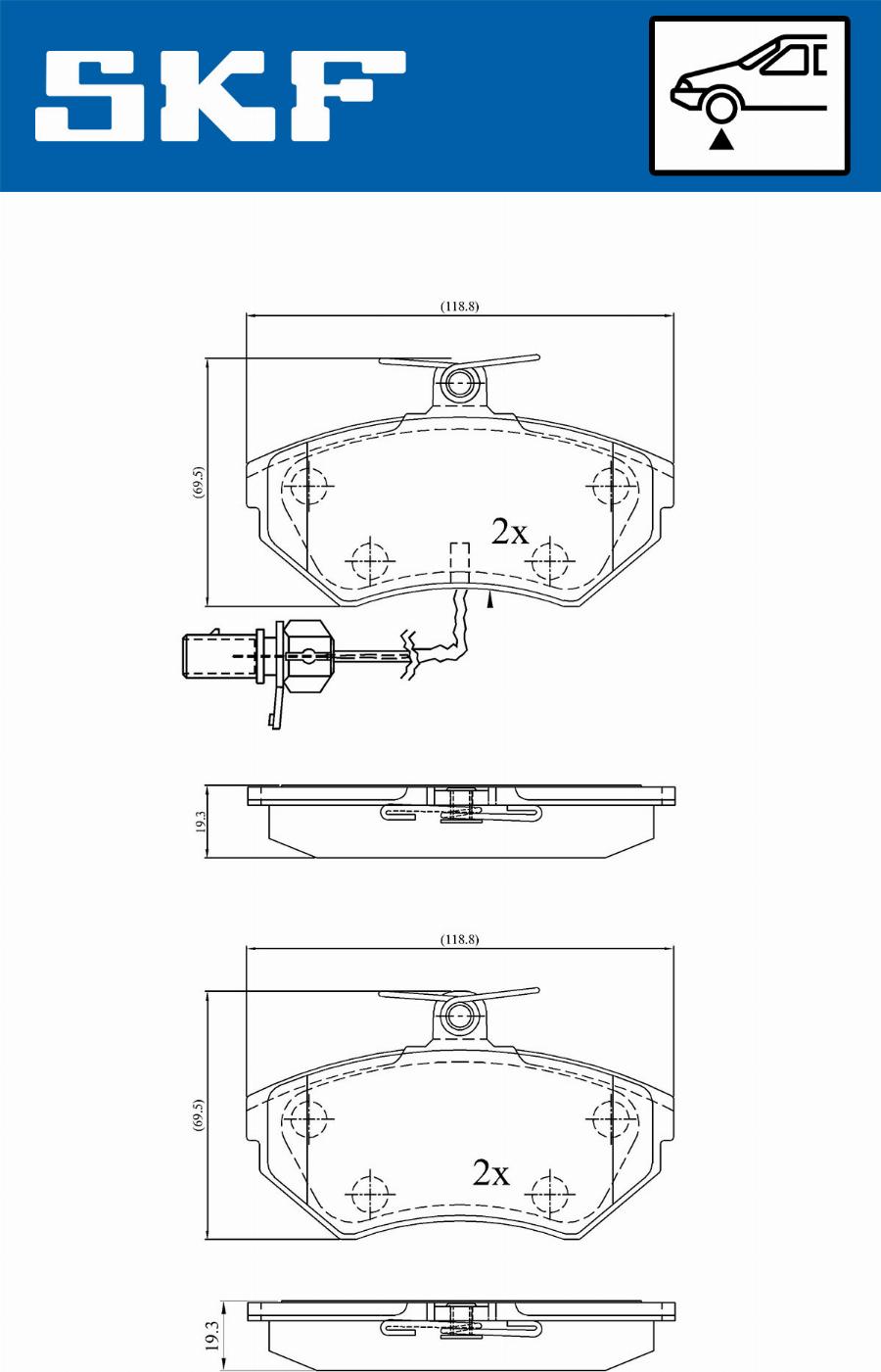 SKF VKBP 80547 E - Комплект спирачно феродо, дискови спирачки vvparts.bg