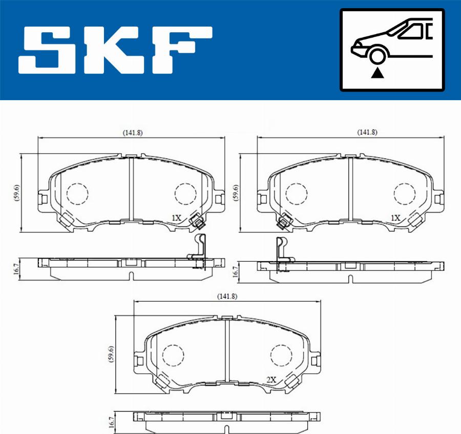 SKF VKBP 80557 A - Комплект спирачно феродо, дискови спирачки vvparts.bg