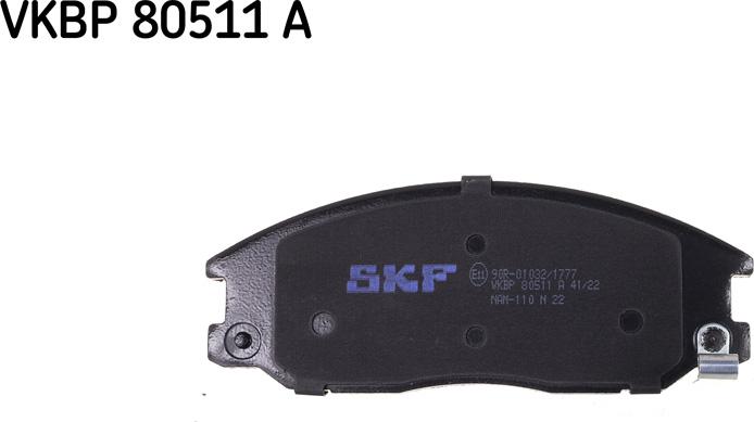 SKF VKBP 80511 A - Комплект спирачно феродо, дискови спирачки vvparts.bg