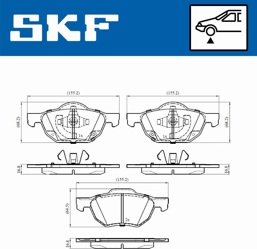 SKF VKBP 80518 A - Комплект спирачно феродо, дискови спирачки vvparts.bg