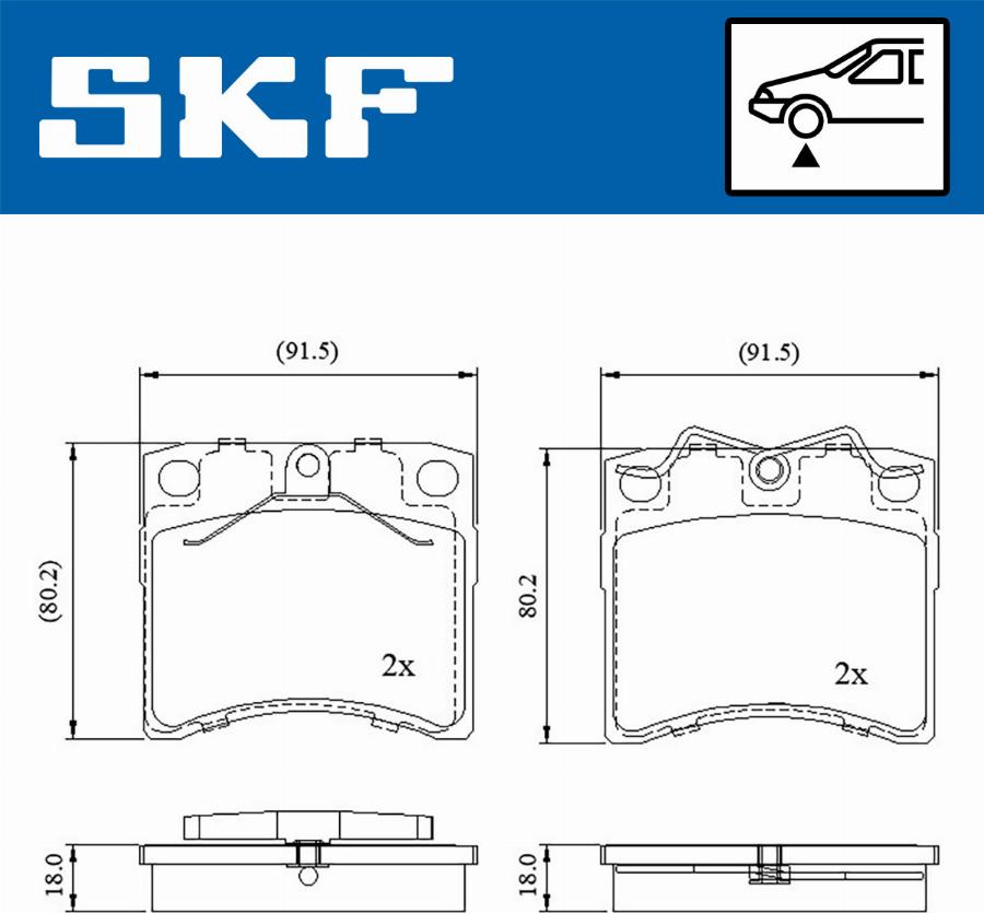 SKF VKBP 80536 - Комплект спирачно феродо, дискови спирачки vvparts.bg