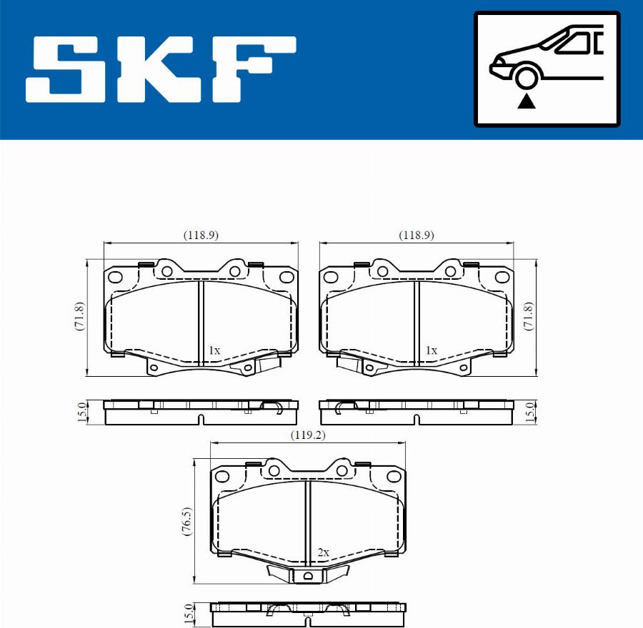 SKF VKBP 80537 A - Комплект спирачно феродо, дискови спирачки vvparts.bg