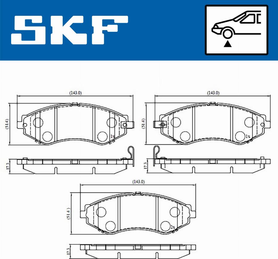 SKF VKBP 80570 A - Комплект спирачно феродо, дискови спирачки vvparts.bg