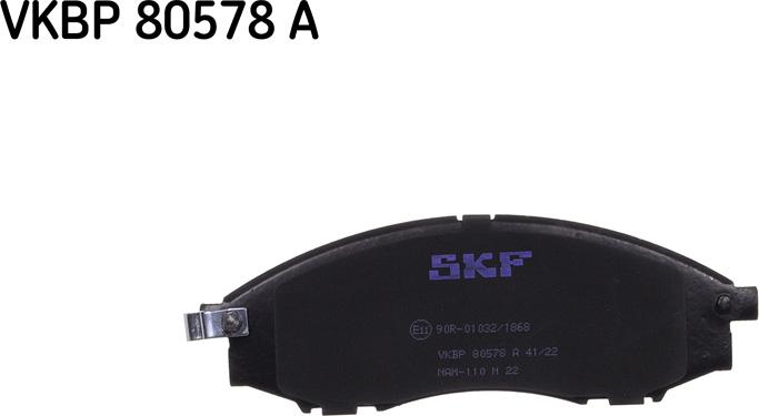 SKF VKBP 80578 A - Комплект спирачно феродо, дискови спирачки vvparts.bg
