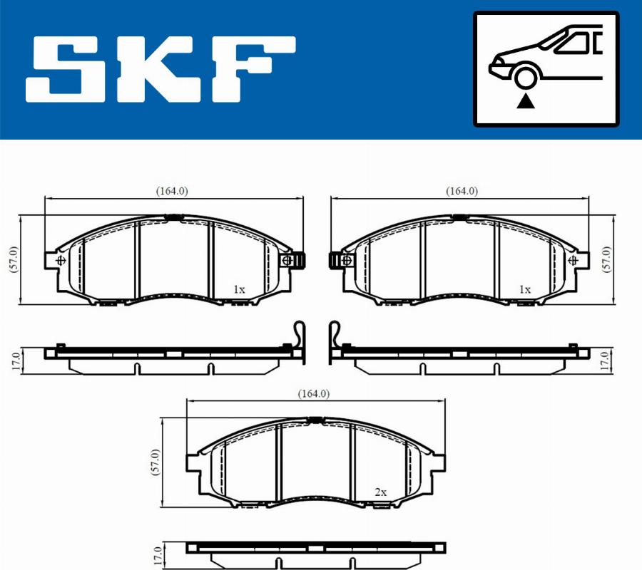 SKF VKBP 80578 A - Комплект спирачно феродо, дискови спирачки vvparts.bg