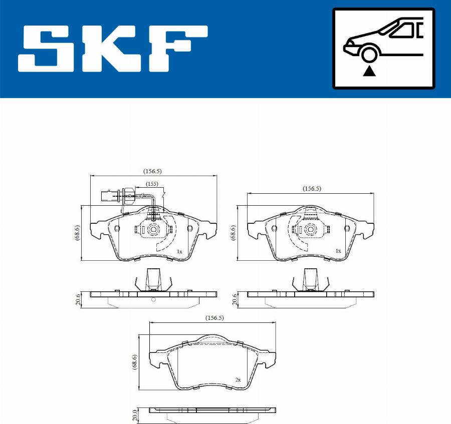SKF VKBP 80573 E - Комплект спирачно феродо, дискови спирачки vvparts.bg