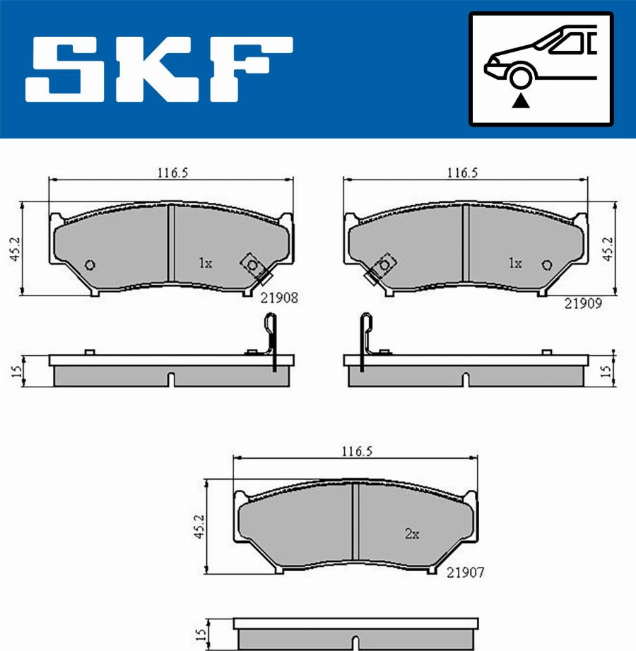 SKF VKBP 80572 A - Комплект спирачно феродо, дискови спирачки vvparts.bg