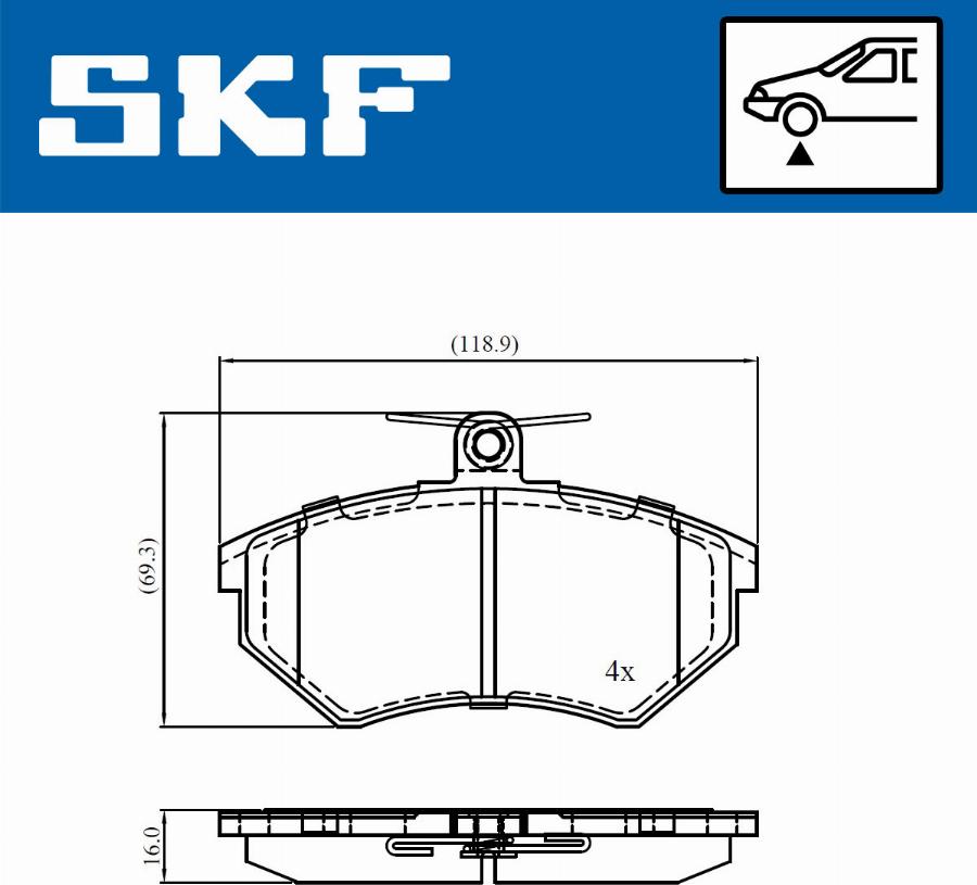 SKF VKBP 80668 - Комплект спирачно феродо, дискови спирачки vvparts.bg