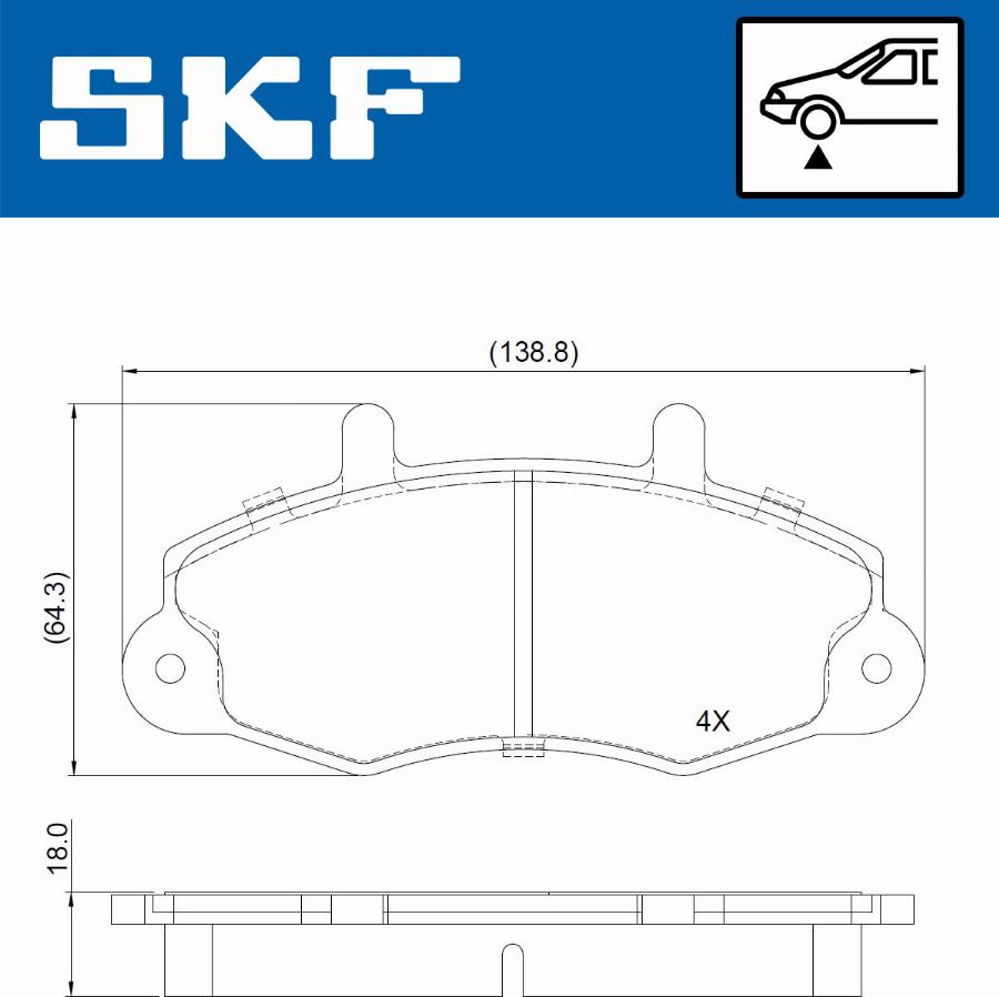 SKF VKBP 80663 - Комплект спирачно феродо, дискови спирачки vvparts.bg