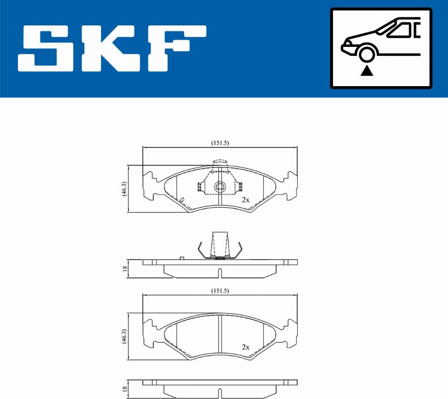 SKF VKBP 80602 - Комплект спирачно феродо, дискови спирачки vvparts.bg