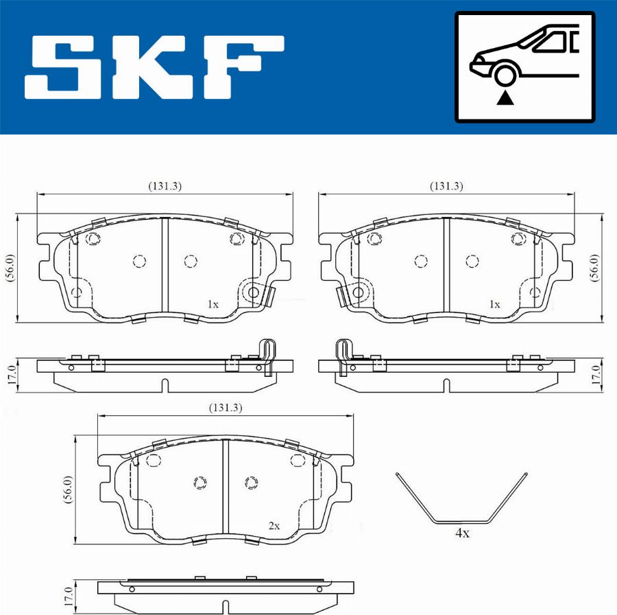 SKF VKBP 80619 A - Комплект спирачно феродо, дискови спирачки vvparts.bg