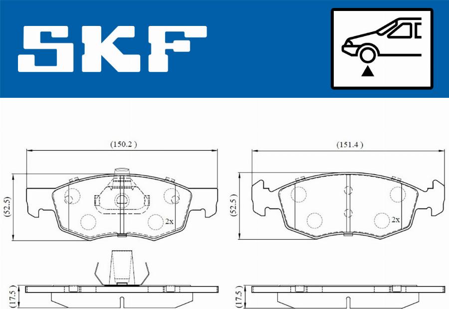 SKF VKBP 80618 - Комплект спирачно феродо, дискови спирачки vvparts.bg