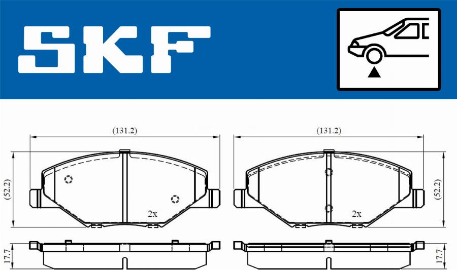 SKF VKBP 80628 - Комплект спирачно феродо, дискови спирачки vvparts.bg