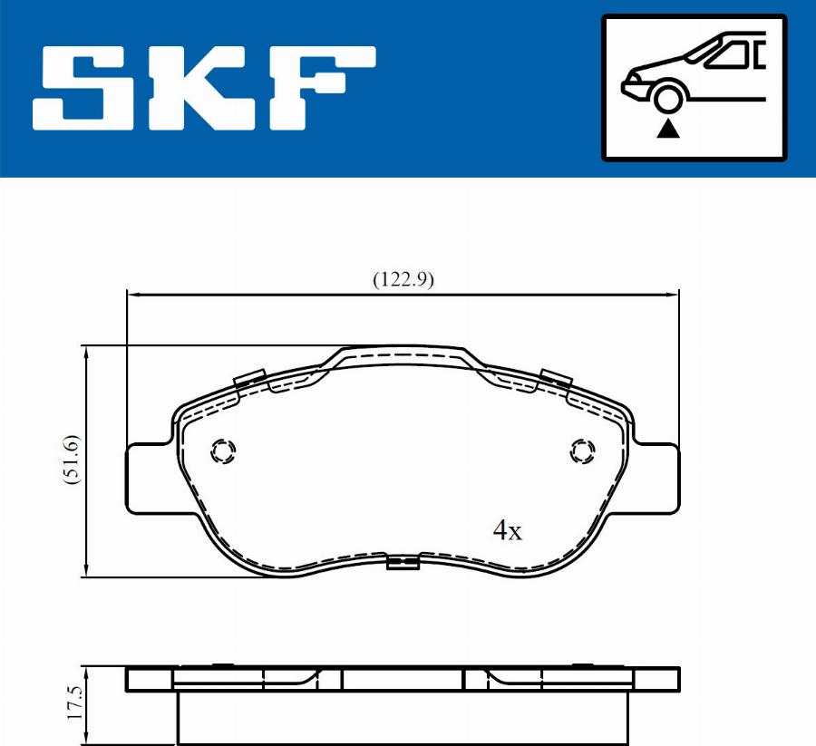 SKF VKBP 80677 - Комплект спирачно феродо, дискови спирачки vvparts.bg