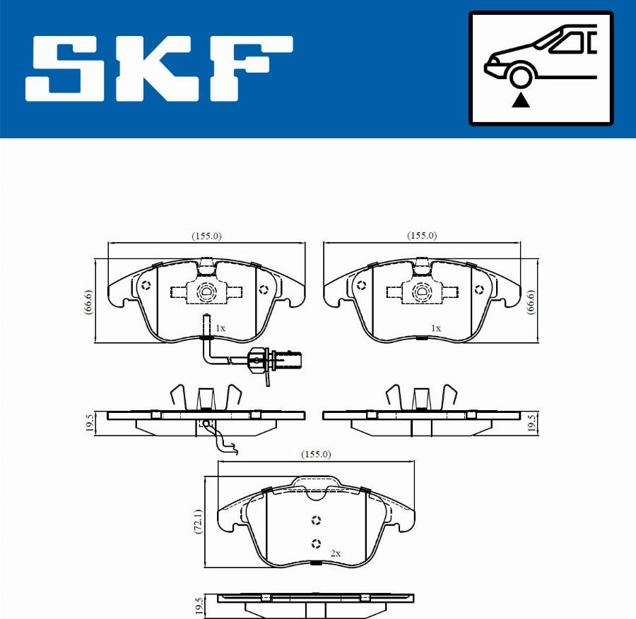 SKF VKBP 80046 E - Комплект спирачно феродо, дискови спирачки vvparts.bg